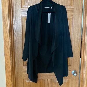 Soft surroundings black draped suede jacket